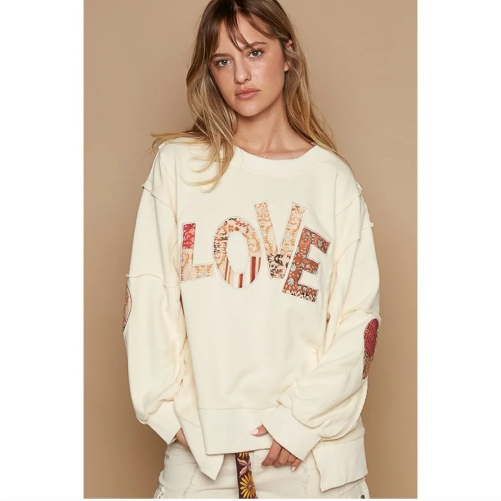 POL Cream 'LOVE' Patchwork Sweatshirt - Picture 6 of 6